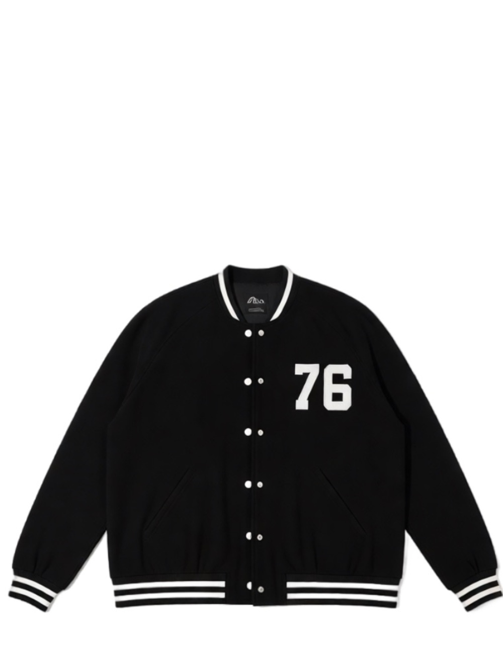 Black Varsity Jacket with White '76 Detail
